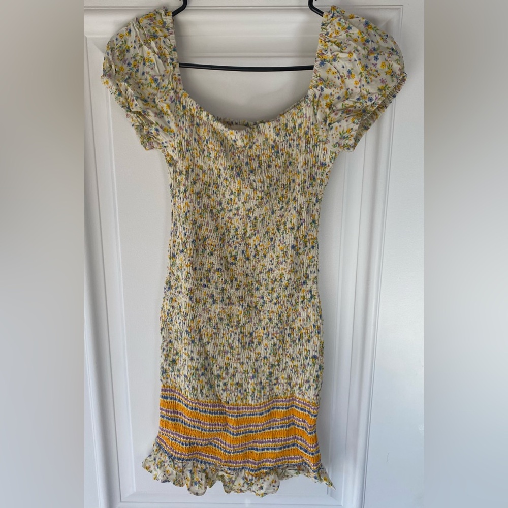 Lost + Wander Floral Mini Dress - Yellow and White